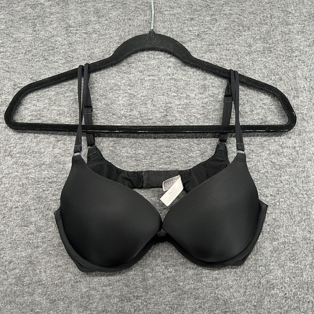 Victoria Secret Bra Womens 34D Black Push Up Knit Underwire Fairy Grunge Y2K